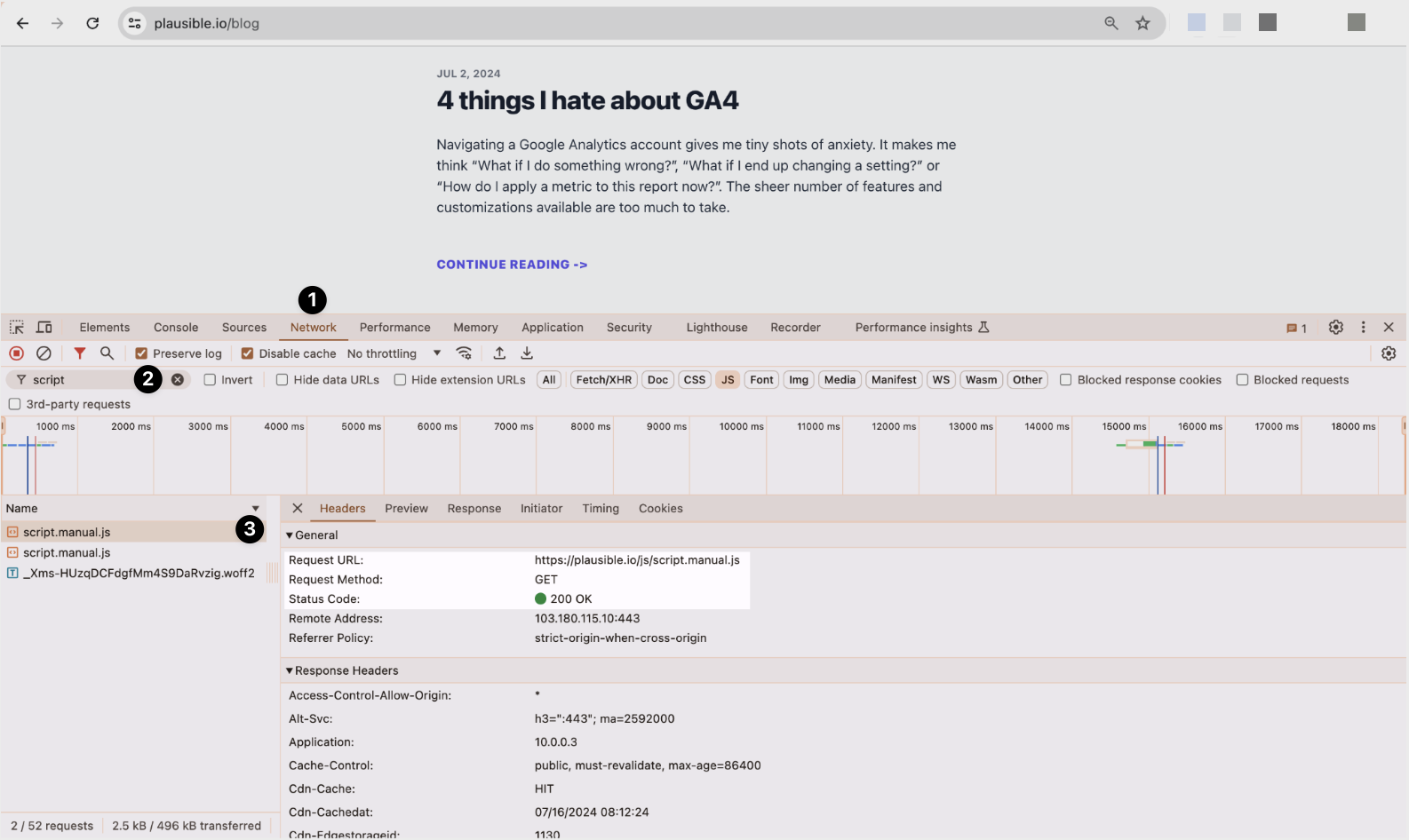 Checking your analytics through the browser console network tab Checking your analytics through the browser console network tab